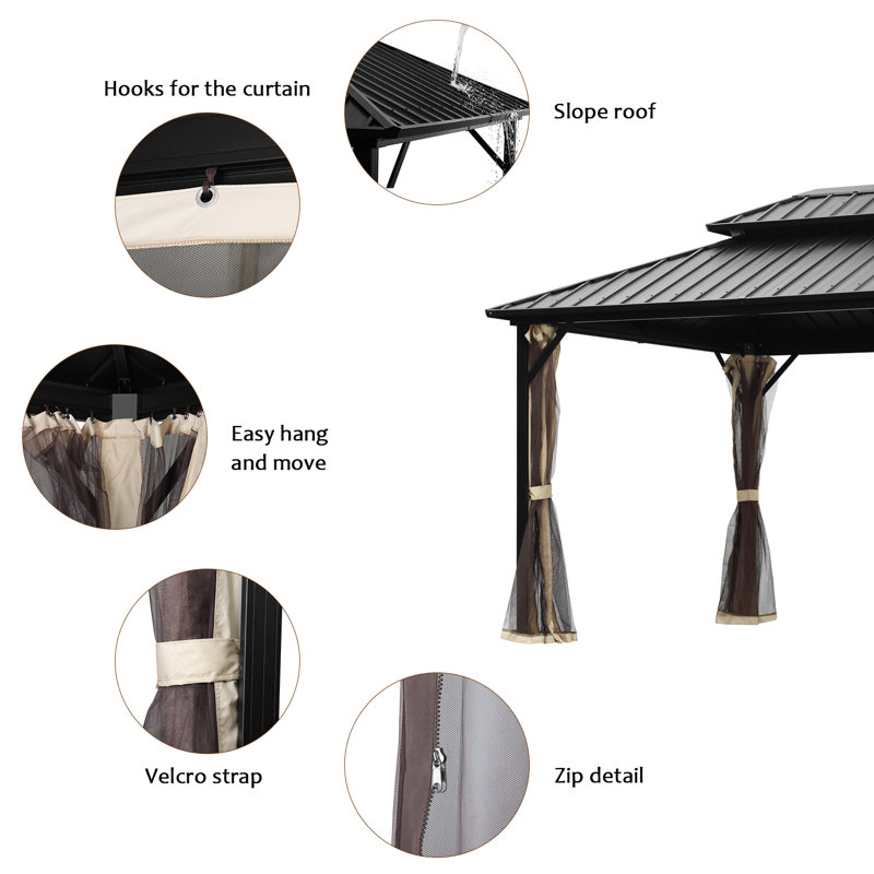 Zenova 12 Ft. W x 10 Ft. D Aluminum Grill Gazebo & Reviews Wayfair